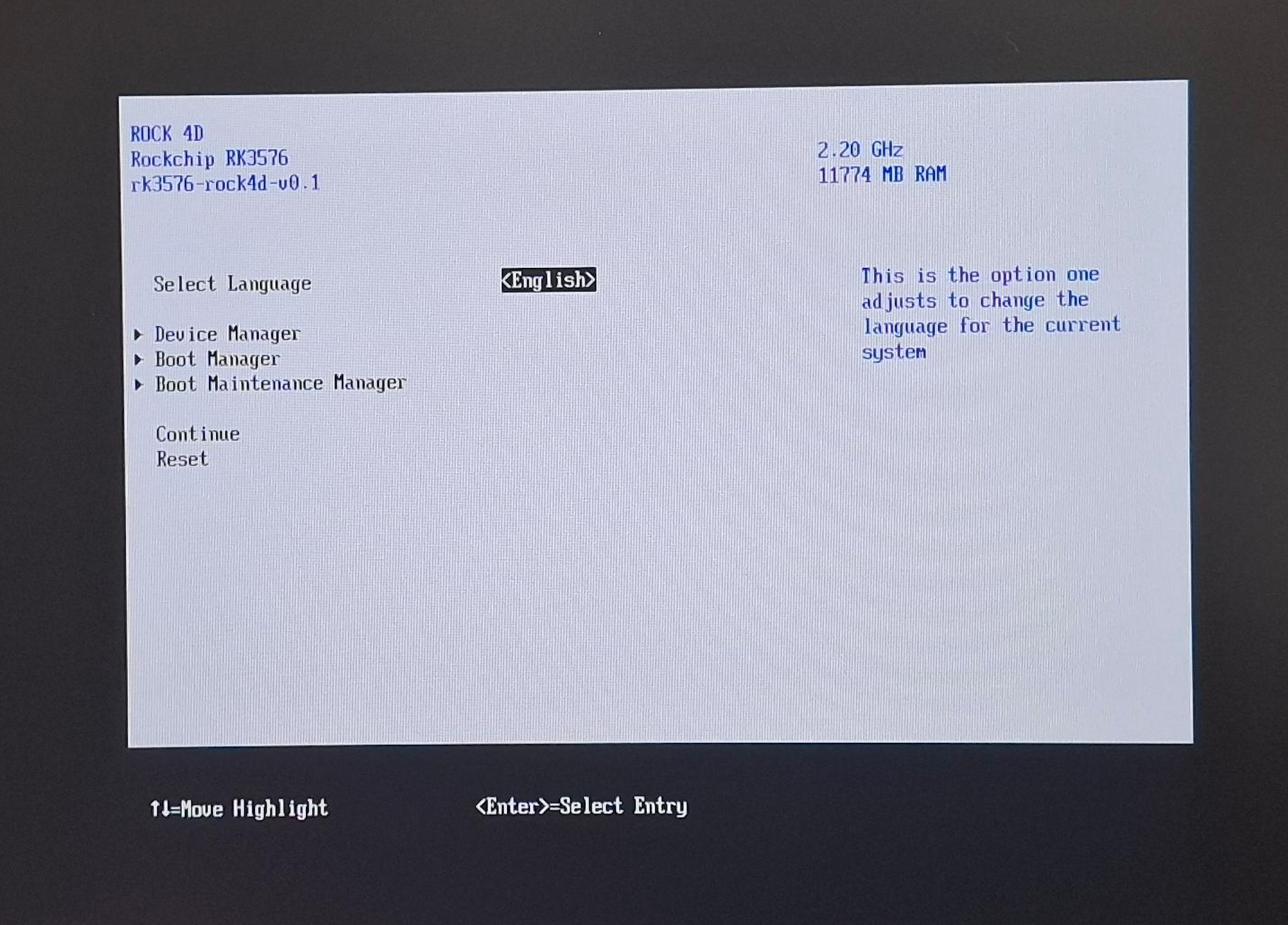 EDK2 UEFI on ROCK 4D via HDMI